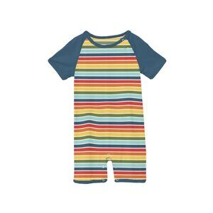 Kickee Pants Groovy Stripe Short Sleeve Romper, 3-6 Months